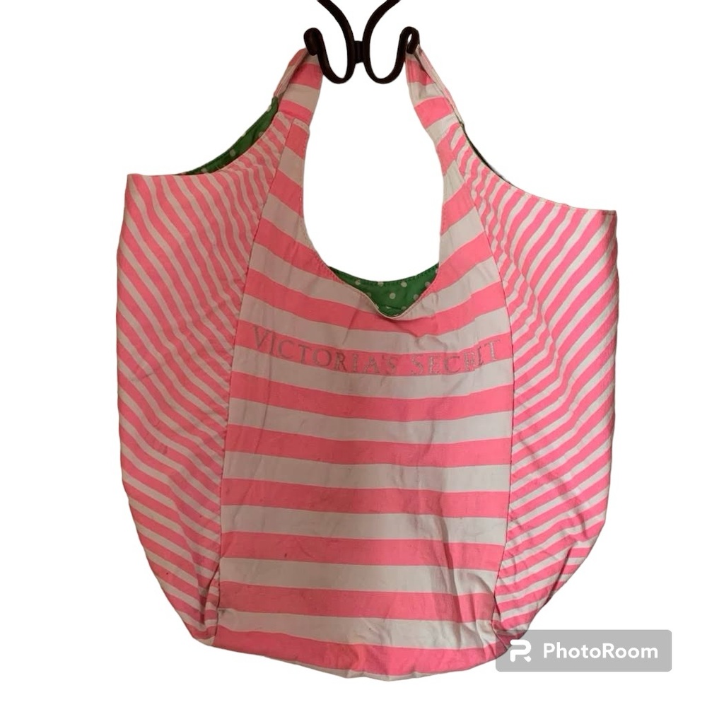 Victorias Secret Striped Reversible Reusable Tote